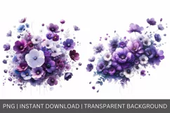 Flowers Collection, Watercolor Purple floral clipart Product Image 3