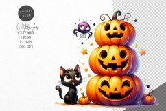 Halloween clipart, Black cat clipart, Kids Halloween Product Image 1