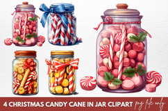 Christmas Candy Cane In Jar Clipart Sublimation Product Image 1