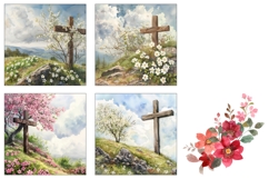 Christian Cross Square Coasters, Floral Cross Coasters Product Image 3