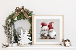 Cute christmas gnomes digital paper, background clipart Product Image 3