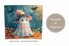 Halloween Tumbler Wrap, Kawaii Ghost Tumbler Sublimation PNG Product Image 3