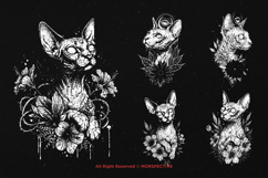 10 Bundle Dark Art Sphix Cat Flower Floral Kitten Whisker Product Image 5