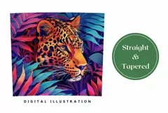 Leopard Tumbler Wrap, Neon Tropical Leaves Tumbler Template Product Image 3