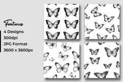 Black White Butterflies Digital Paper Product Image 3