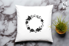 Black Floral Wreath Clipart Sublimation PNG Product Image 3