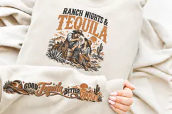 Ranch Nights Front Sleeve PNG, Tequila Cowboy Sleeve Shirt D Product Image 3