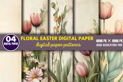 Floral Easter Digital Paper Patterns PNG Product Image 1