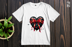 Black Heart With Red Ribbon Clipart Sublimation PNG Product Image 2