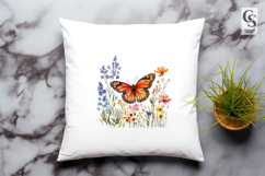 Monarch Butterfly Floral Clipart Sublimation PNG Product Image 3