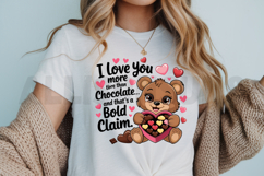 Cartoon Bear With Chocolate Heart Valentines Day Graphic Product Image 3
