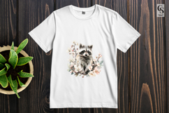 Cute Floral Raccoon Watercolor Clipart Sublimation PNG Product Image 2