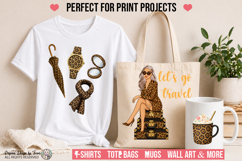 Leopard Fashion Girls Clipart PNG Bundle | 14 Chic Elements Product Image 3