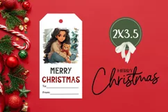 Cozy Winter Gift Tags, Cartoon Christmas Girl Gift Tag PNG Product Image 3