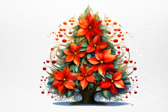 Vintage Floral Christmas Clipart PNG Product Image 3