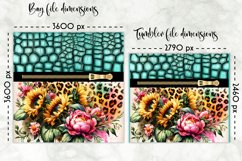 Flowers on Animal Print Lunch Bag Design, Embossed Leather Product Image 2