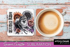 Dog Square Coaster - Dog Mom Floral Coaster Sublimation Product Image 1