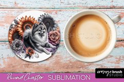 Finnish Spitz Round Coaster Dog Sublimation Floral PNG Product Image 1
