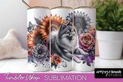 Finnish Spitz Tumbler Wrap Dog Sublimation Floral PNG Product Image 1