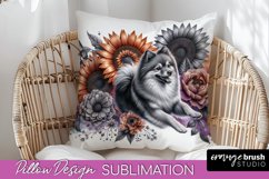 Finnish Spitz Pillow Cover Dog Sublimation Floral PNG Product Image 1
