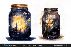 Watercolor Firefly Jar Sublimation PNG Clipart Product Image 1