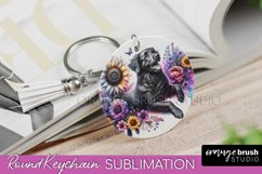 Flat-Coated Retriever Keychain Dog Sublimation Floral PNG Product Image 1