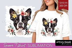 Floral Dog Square Tshirt Background - Flowers PNG Product Image 1