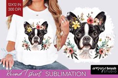 Floral Dog Round Tshirt Background - Flowers PNG Sublimation Product Image 1