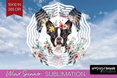 Floral Dog Wind Spinner Sublimation PNG - Flowers Round Product Image 1