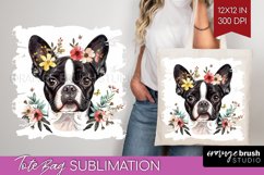 Floral Dog Tote Bag - Flowers Tote Bag PNG Sublimation Product Image 1