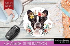 Floral Dog Car Coaster - Flowers Coaster PNG Sublimation Product Image 1