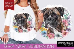 Floral Dog Round Tshirt Background - Flowers PNG Sublimation Product Image 1
