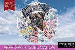 Floral Dog Wind Spinner Sublimation PNG - Flowers Round Product Image 1