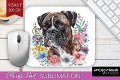Floral Dog Mouse Pad Sublimation - Flowers Mousepad PNG Product Image 1