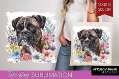 Floral Dog Tote Bag - Flowers Tote Bag PNG Sublimation Product Image 1