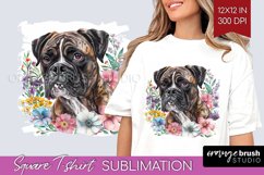 Floral Dog Square Tshirt Background - Flowers PNG Product Image 1