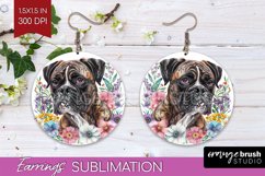 Floral Dog Round Earrings - Flowers PNG Sublimation Product Image 1
