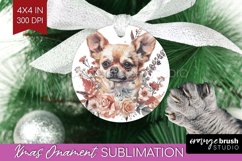 Floral Dog Ornament PNG - Flowers PNG Sublimation Product Image 1