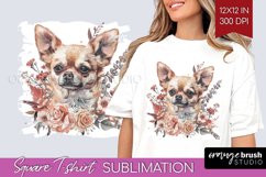 Floral Dog Square Tshirt Background - Flowers PNG Product Image 1