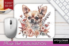 Floral Dog Mouse Pad Sublimation - Flowers Mousepad PNG Product Image 1