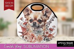 Floral Dog Lunch Bag - Flowers Lunch Bug PNG Sublimation Product Image 1