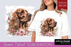 Floral Dog Square Tshirt Background - Flowers PNG Product Image 1