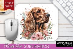 Floral Dog Mouse Pad Sublimation - Flowers Mousepad PNG Product Image 1
