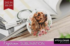 Floral Dog Keychain PNG - Flowers Keychain Sublimation Product Image 1