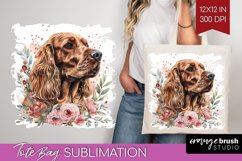 Floral Dog Tote Bag - Flowers Tote Bag PNG Sublimation Product Image 1