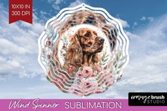 Floral Dog Wind Spinner Sublimation PNG - Flowers Round Product Image 1