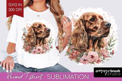 Floral Dog Round Tshirt Background - Flowers PNG Sublimation Product Image 1