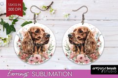 Floral Dog Round Earrings - Flowers PNG Sublimation Product Image 1