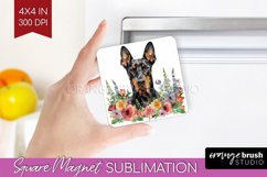 Floral Dog Magnet Sublimation - Flowers Square Magnet PNG Product Image 1