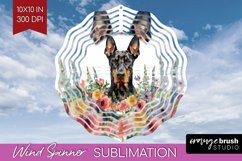 Floral Dog Wind Spinner Sublimation PNG - Flowers Round Product Image 1